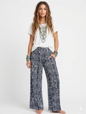 Three Dots Lightweight Wide Leg Printed Palazzo Pants